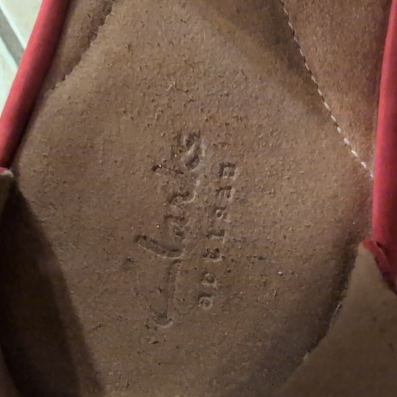 Clarks Wedge Heeled Criss Cross Sandals Red Orange - Size 10 - Picture 8 of 12